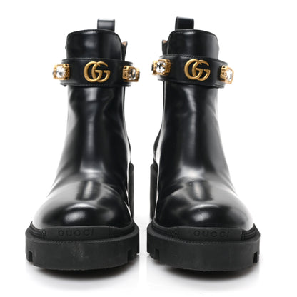 Gucci Calfskin Crystal GG Trip Chelsea Ankle Boots 36.5 Black 2 of 9