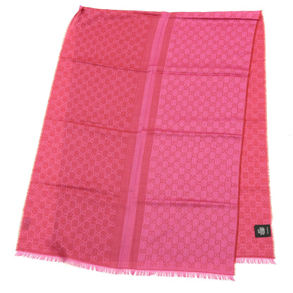 Gucci Wool Silk GG Monogram GGWeblong Fringe Scarf Shawl Red Pink 1 of 3