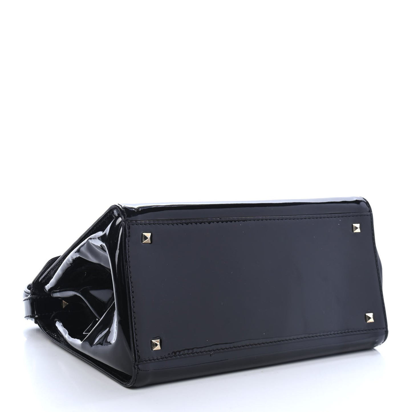 Patent Rockstud Single Handle Bag Black