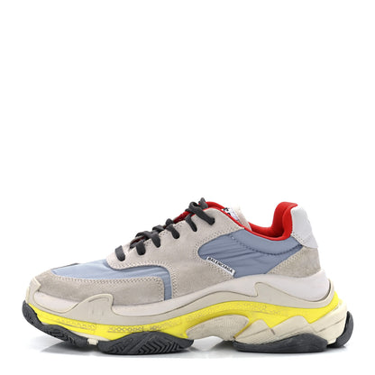 Balenciaga Nylon Suede Womens Triple S 2.0 Sneakers 38 Gris Bleu Rouge 1 of 9