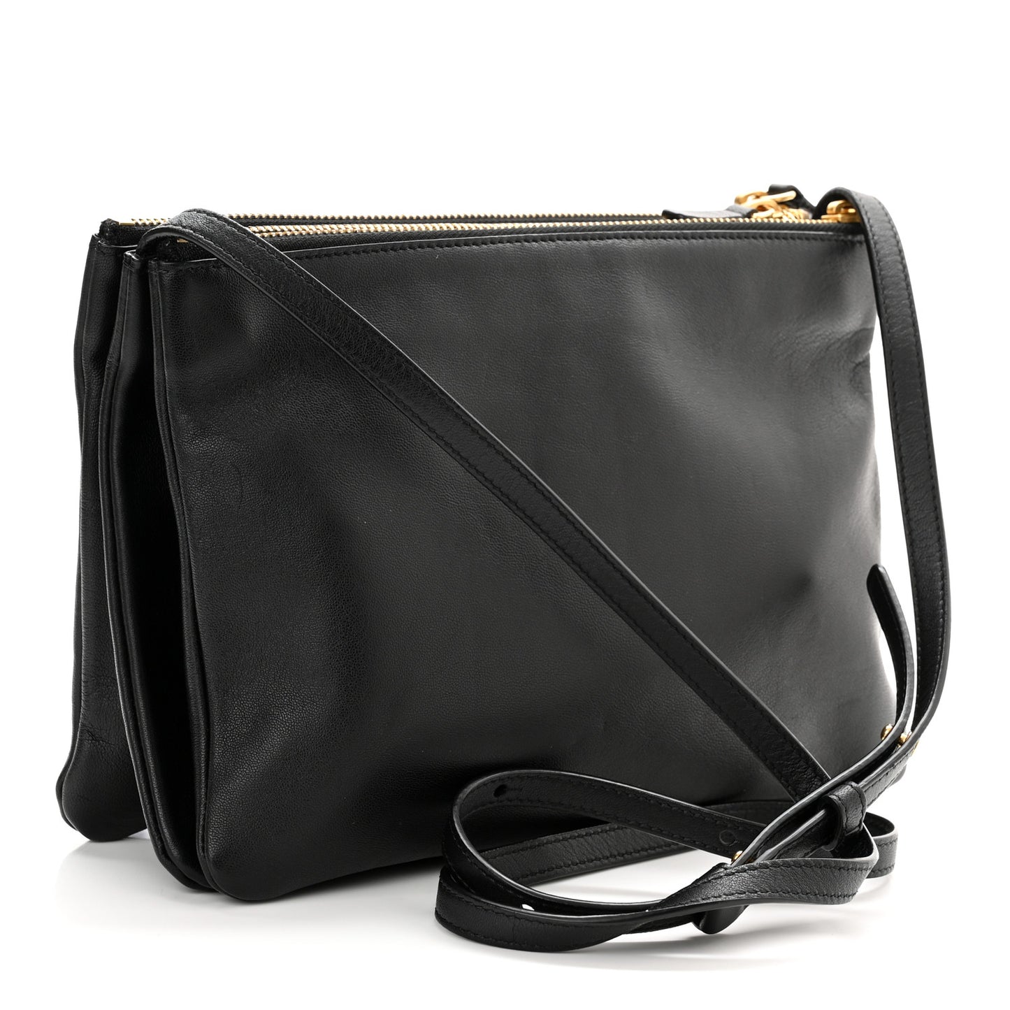 Lambskin Large Trio Crossbody Bag Black