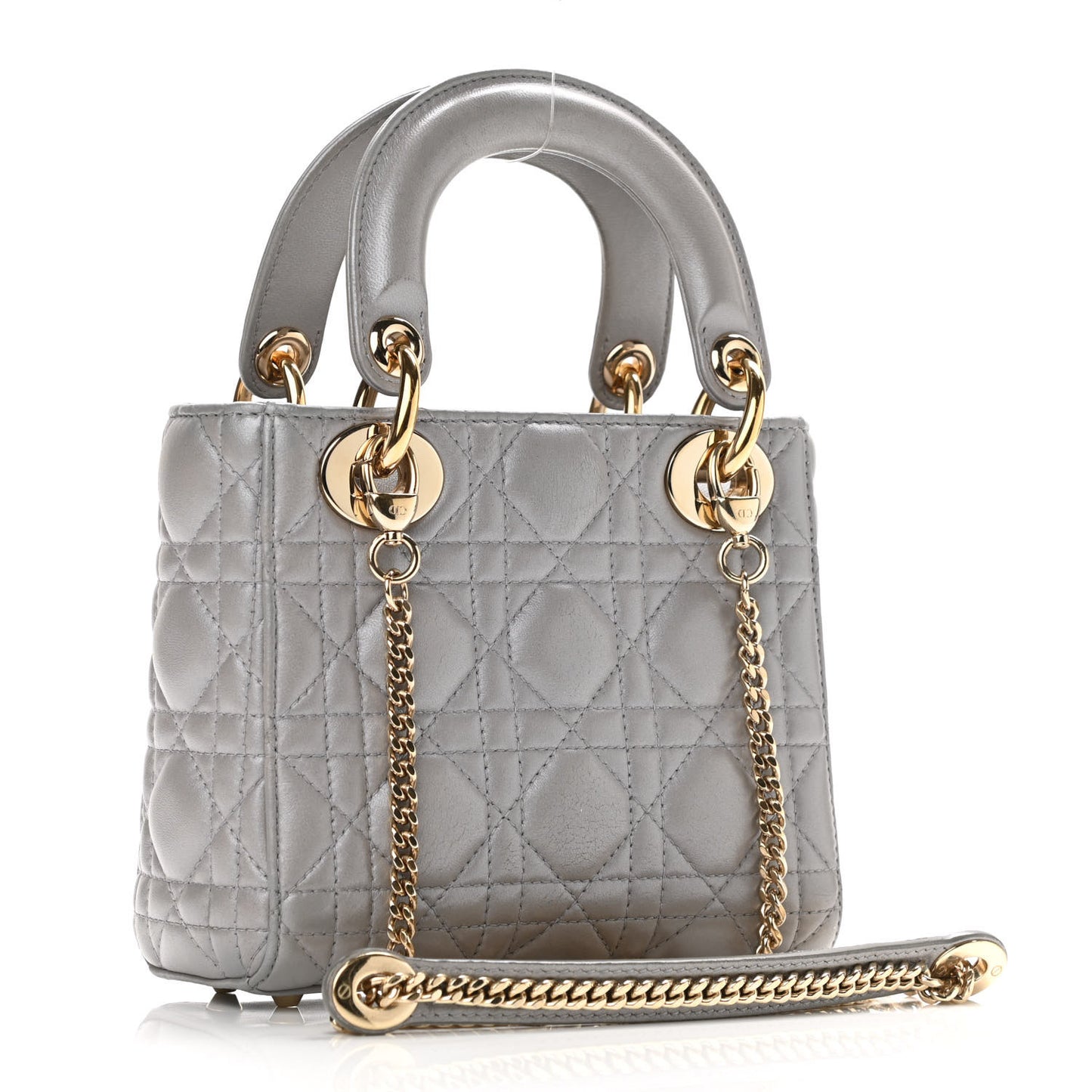 Lambskin Cannage Mini Lady Dior Grey