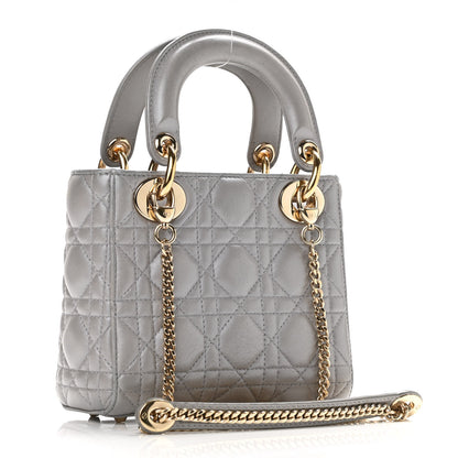 Christian Dior Lambskin Cannage Mini Lady Dior Grey 3 of 9