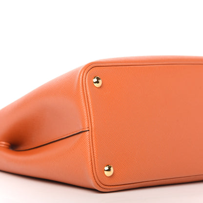 Prada Saffiano Cuir Medium Double Bag Papaya 6 of 10