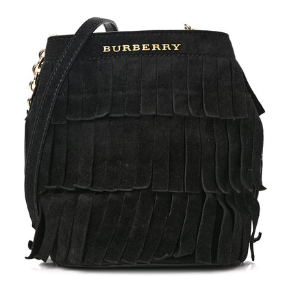 Burberry Suede Fringe Mini Bucket Bag Black 1 of 9