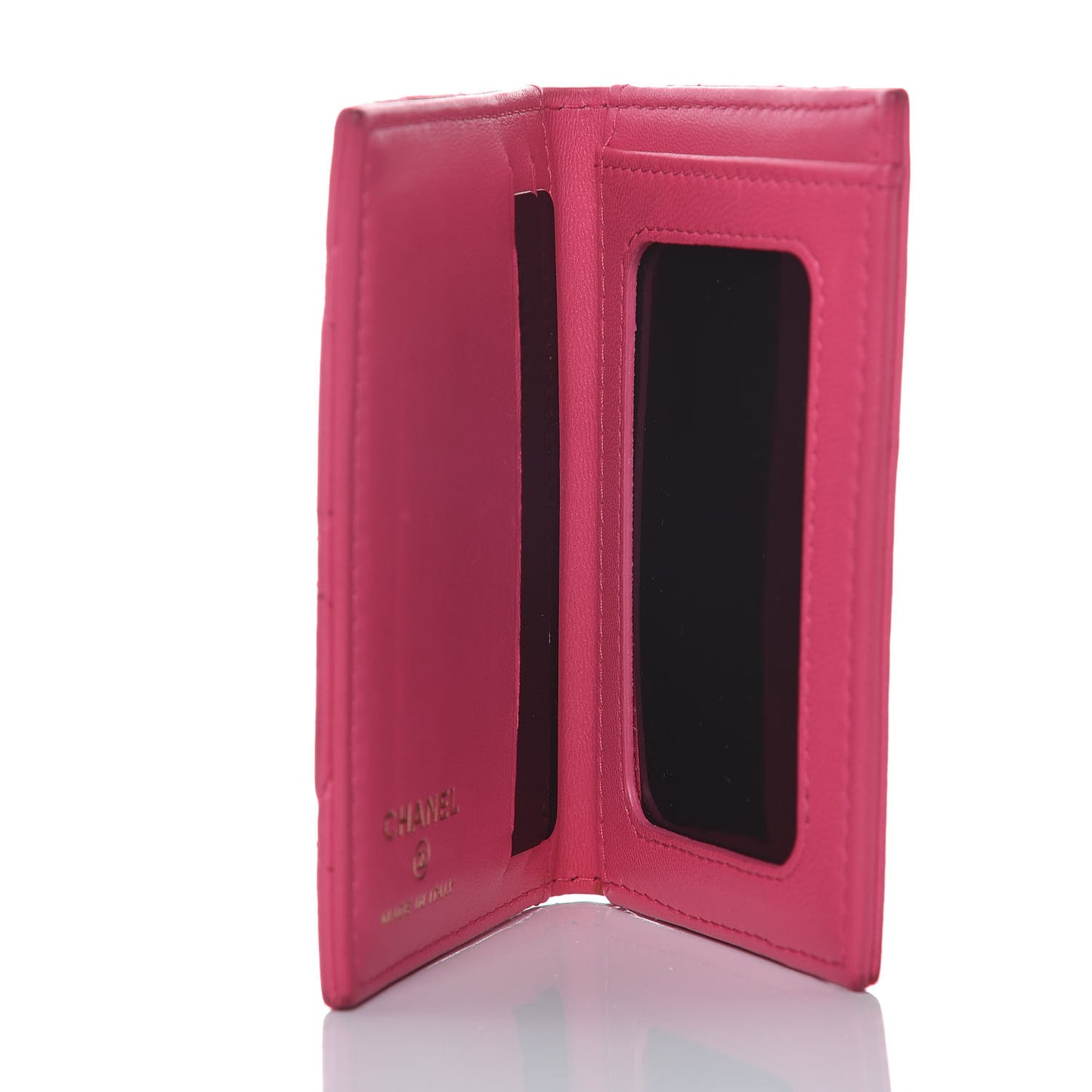 Lambskin Quilted Passport Holder Fuchsia