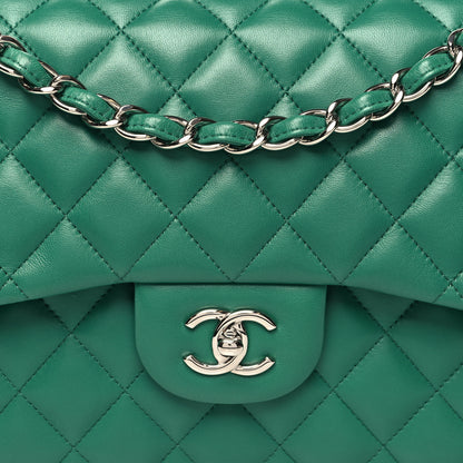 Chanel Lambskin Quilted Jumbo Double Flap Green 8 of 12