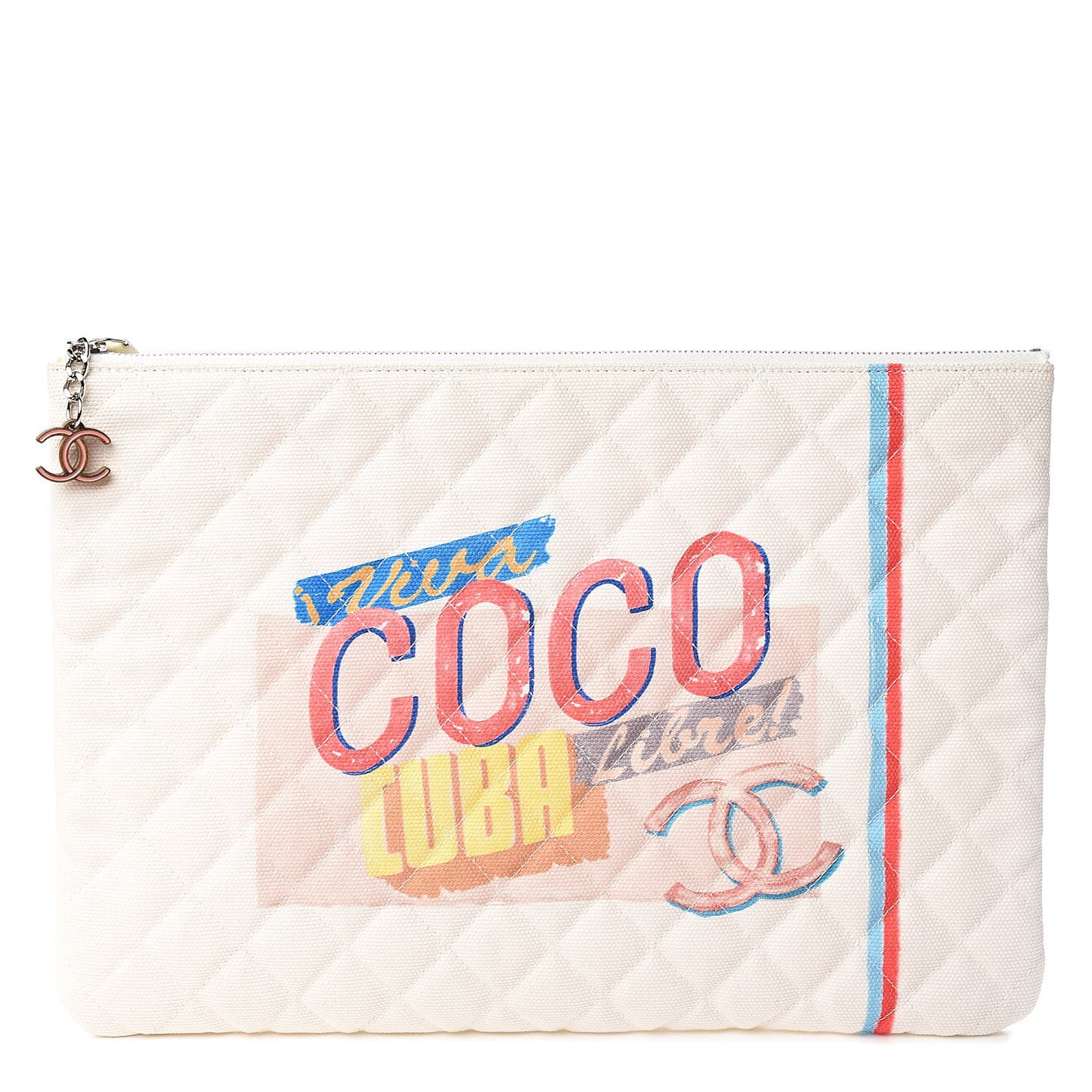 Canvas Large Coco Cuba Cosmetic Case Yellow Turquoise