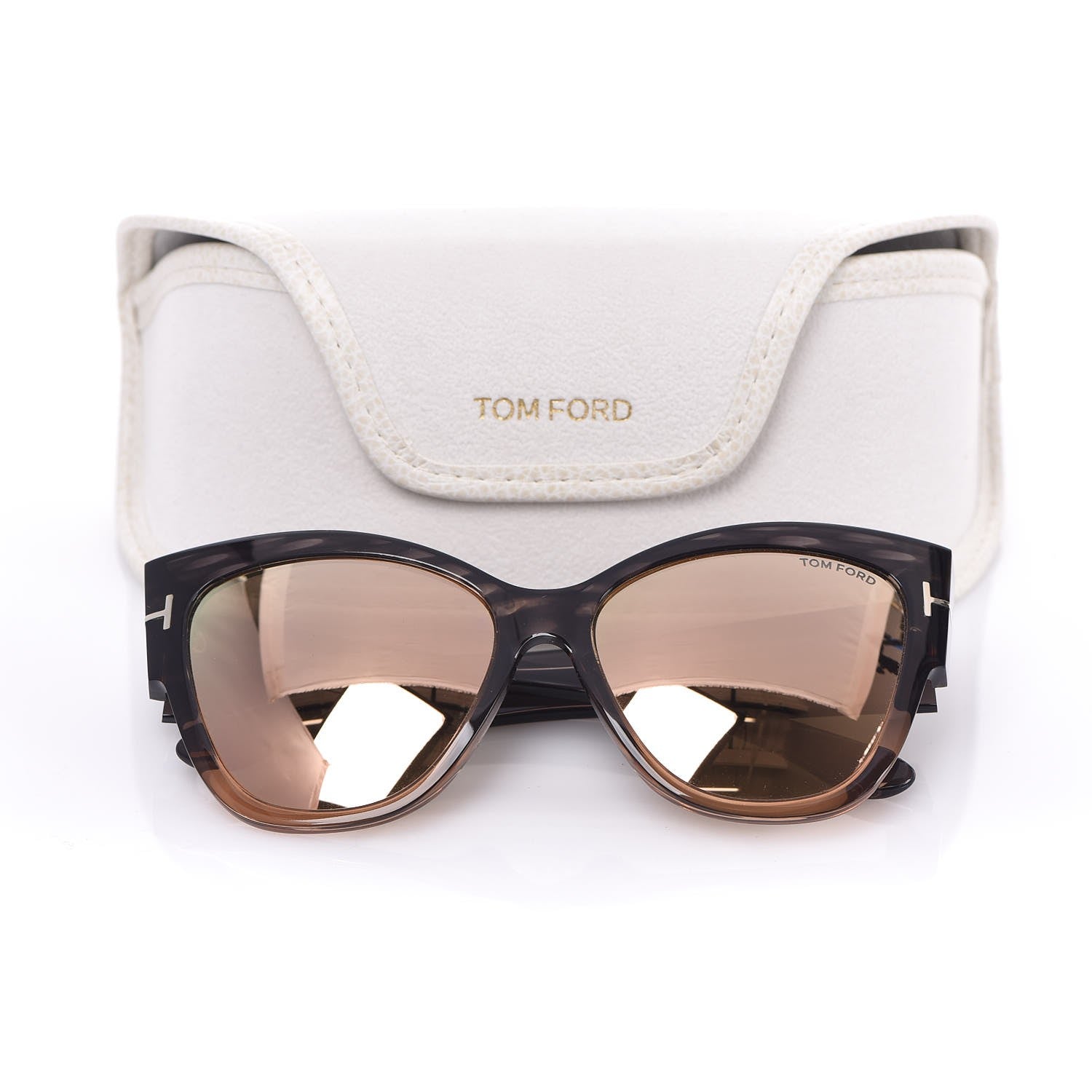 Tom Ford Acetate Anoushka Cat Eye Sunglasses TF371 Melange Grey Peach 9 of 9