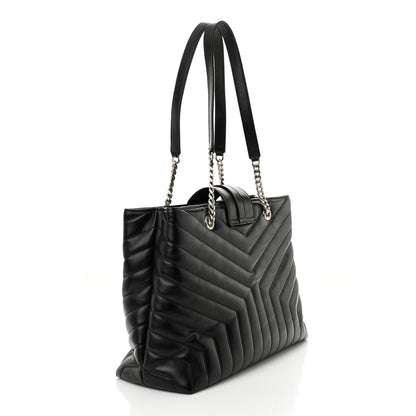 Saint Laurent Calfskin Y Quilted Monogram Large Loulou Shopper Black 3 of 13
