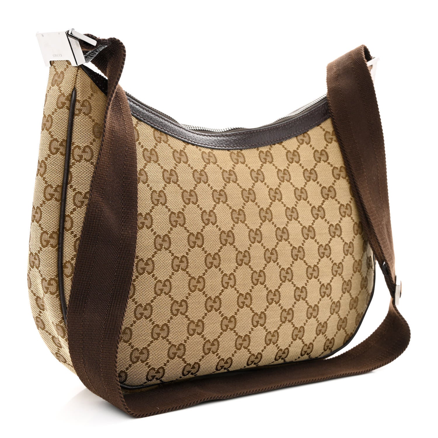 Gucci Monogram Medium Half Moon Hobo Dark Brown 3 of 11