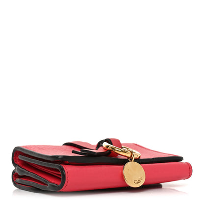 Chloe Grained Calfskin Alphabet Mini Trifold Wallet Crimson Pink 4 of 7