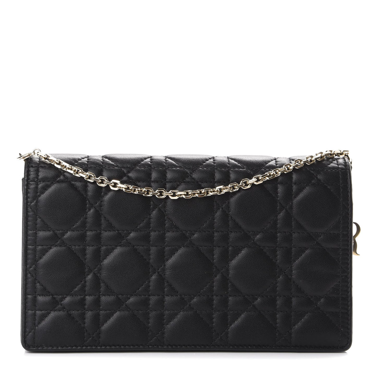 Lambskin Cannage Lady Dior Chain Wallet Black