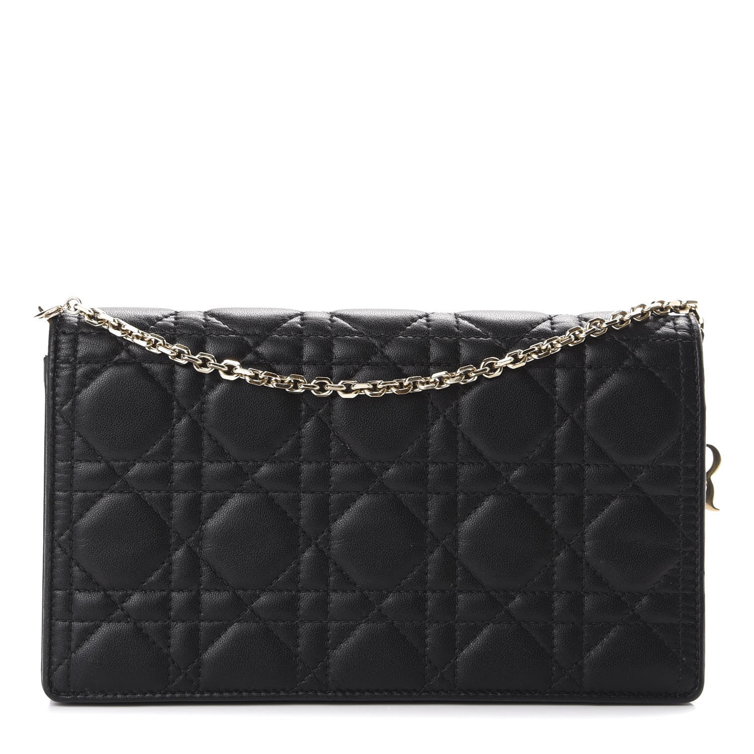 Christian Dior Lambskin Cannage Lady Dior Chain Wallet Black 1 of 13