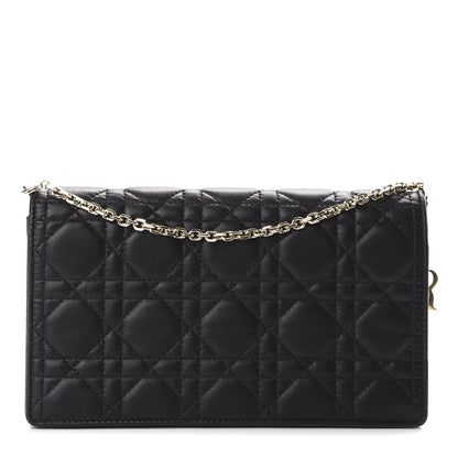 Christian Dior Lambskin Cannage Lady Dior Chain Wallet Black 1 of 13