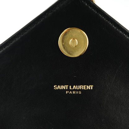 Saint Laurent Lambskin Matelasse Chevron Small Monogram Satchel Black 6 of 8