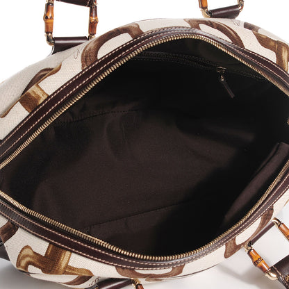Gucci Canvas Bamboo Horsebit Print Boston Brown 5 of 7
