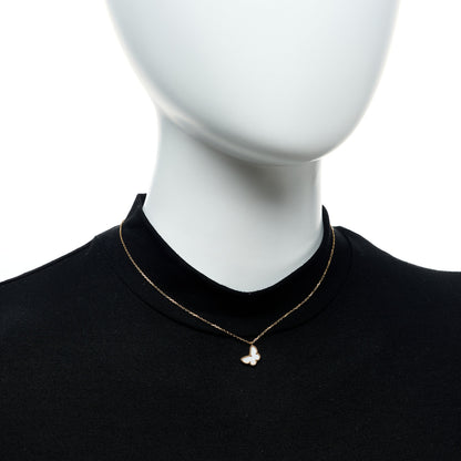 Van Cleef & Arpels 18K Yellow Gold Mother of Pearl Sweet Alhambra Butterfly Pendant Necklace 2 of 5