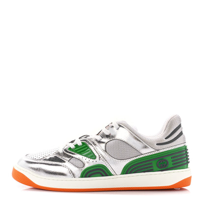 Gucci Laminated Textured Dollar Calfskin Mens Good Game Basketball Low Top Sneakers 11 Silver 1 of 10