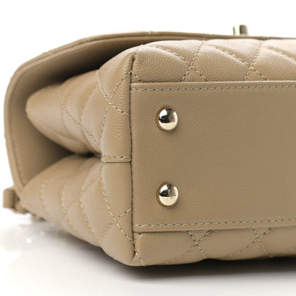 Chanel Caviar Lizard Embossed Quilted Mini Coco Handle Flap Dark Beige 9 of 11