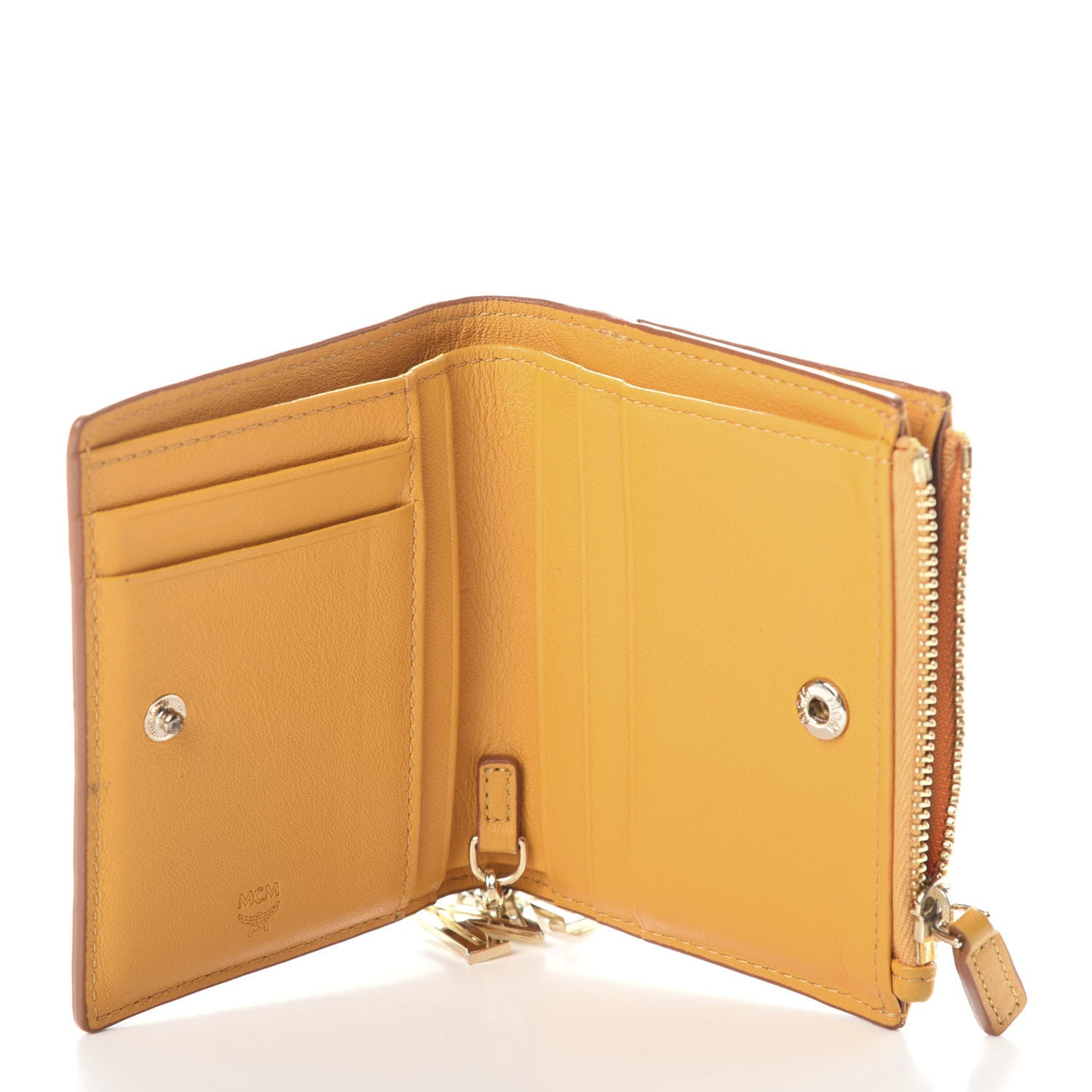 MCM Calfskin Ottomar Monogram Mini Two Fold Klara Wallet Mango 5 of 6