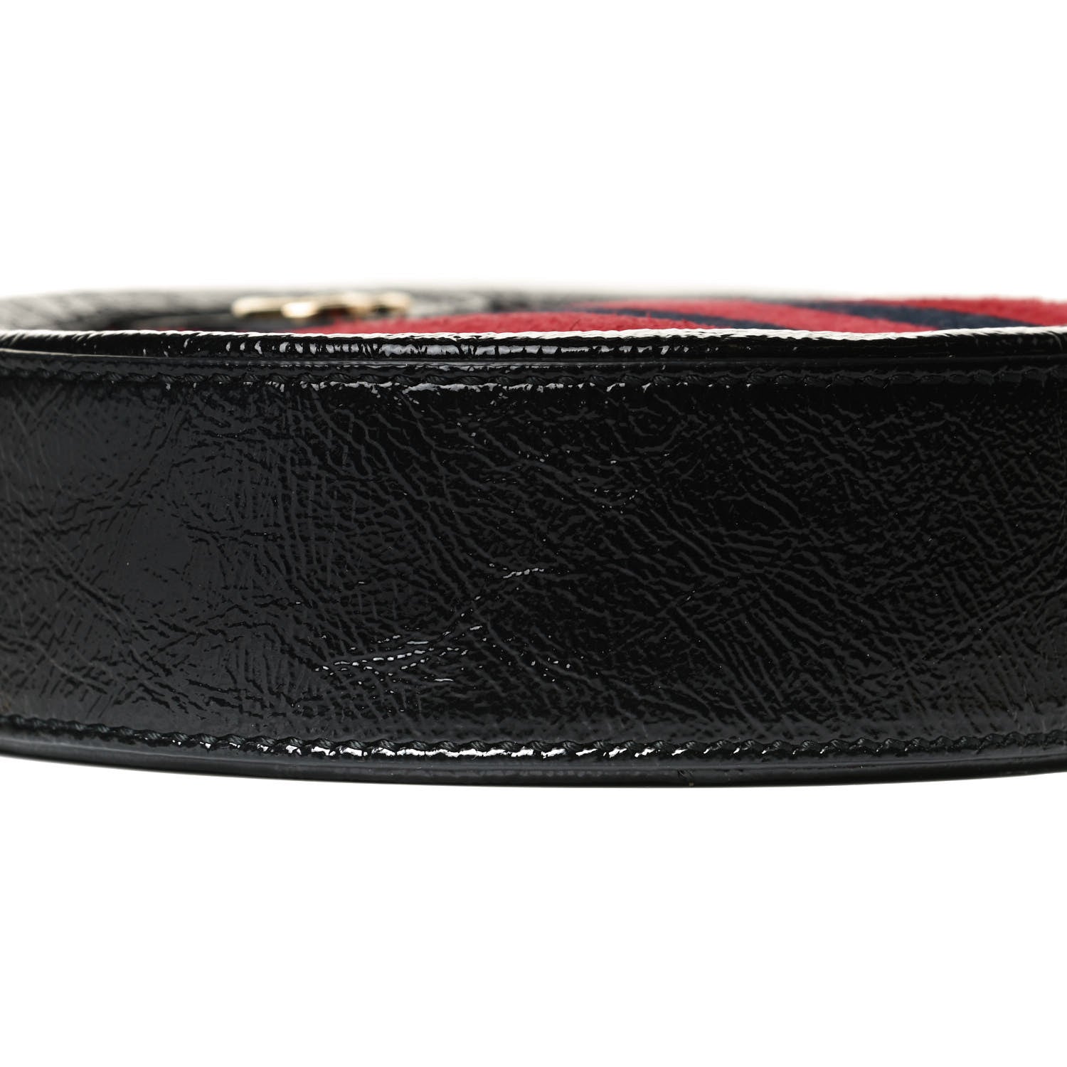 Gucci Suede Patent Web Mini Ophidia Round Shoulder Bag Hibiscus Red Black 8 of 12