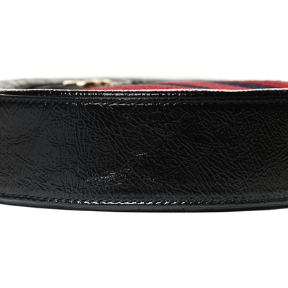 Gucci Suede Patent Web Mini Ophidia Round Shoulder Bag Hibiscus Red Black 8 of 12