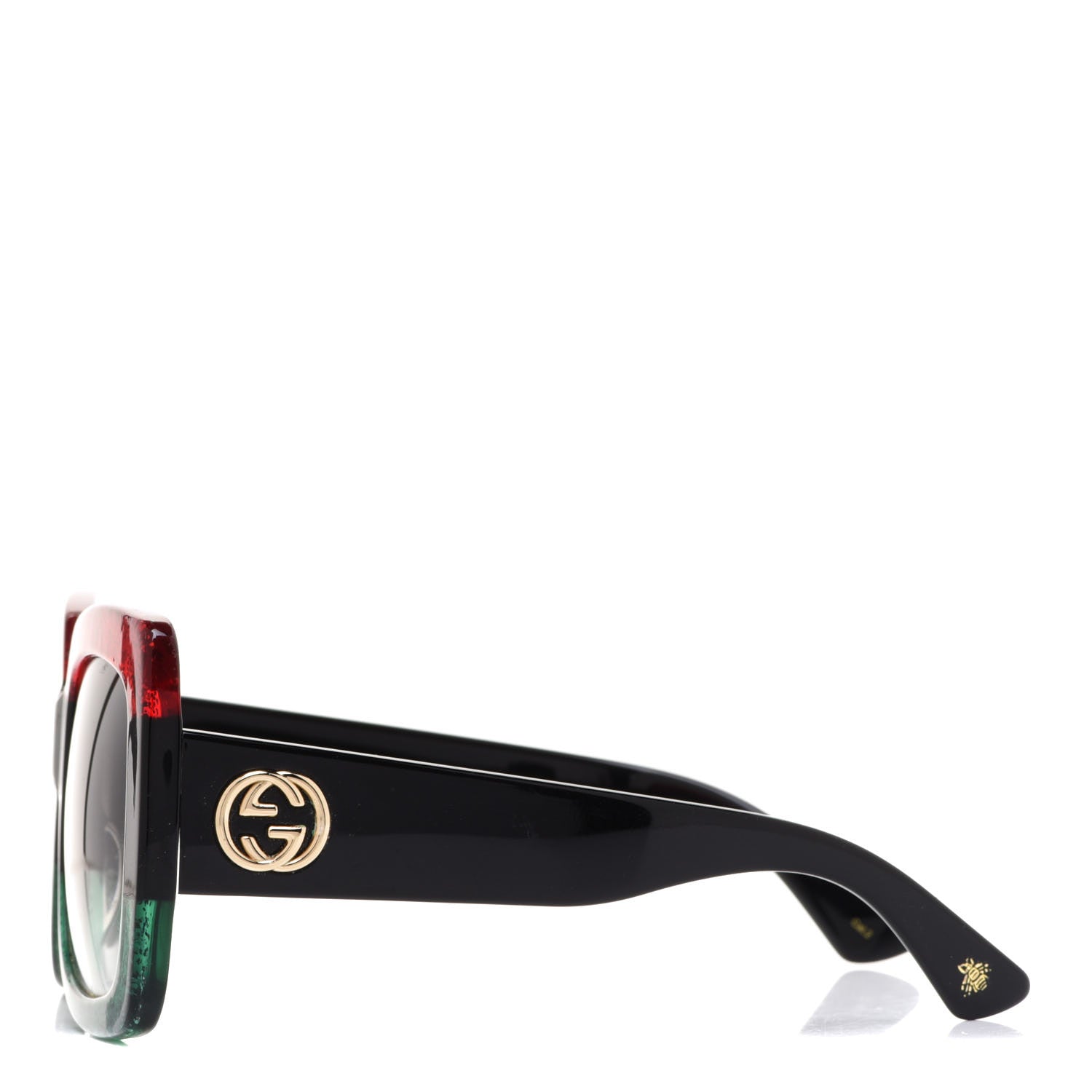 Gucci Acetate Square Frame Sunglasses GG0083S Glitter Red Black Green 3 of 8