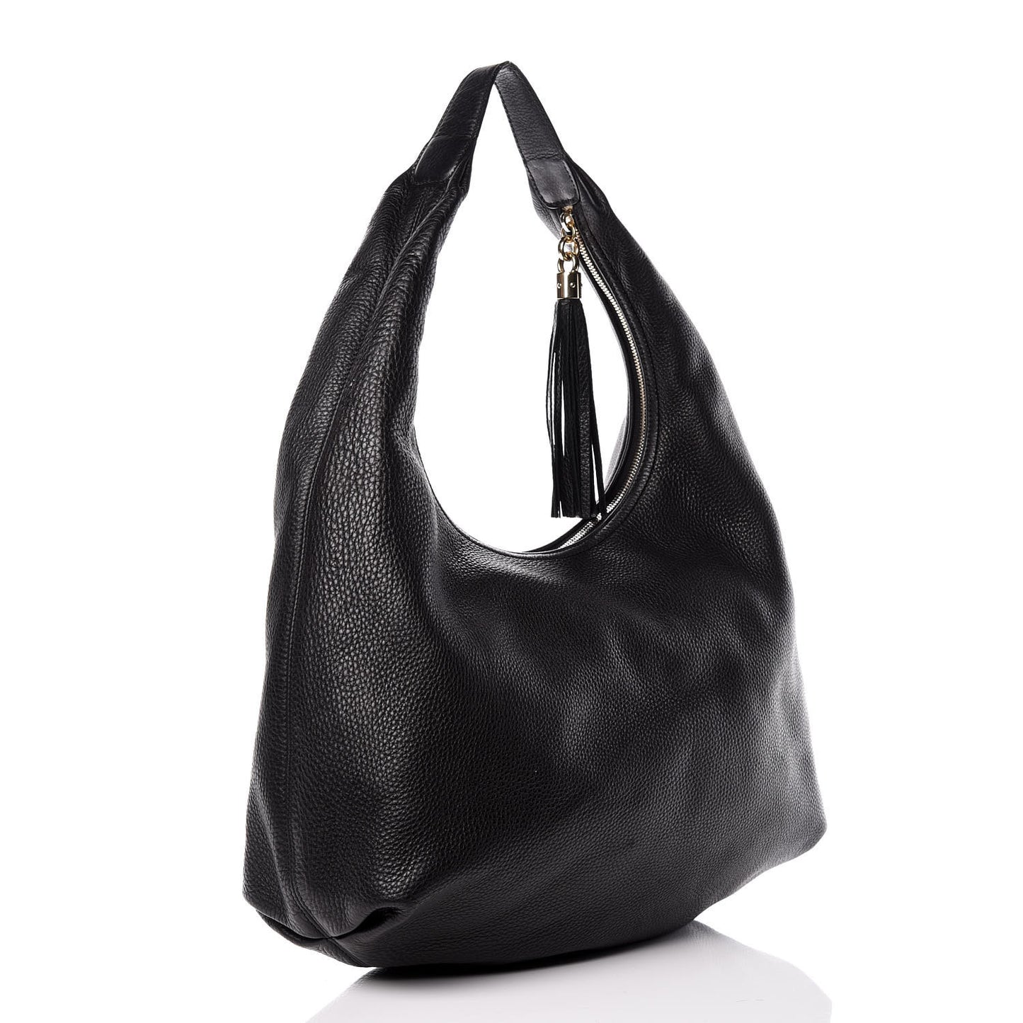 Pebbled Calfskin Large Soho Hobo Black