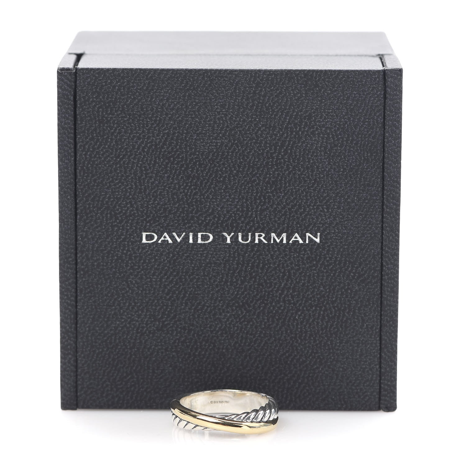 David Yurman Sterling Silver 18K Yellow Gold Narrow Crossover Ring 53 6.5 6 of 6