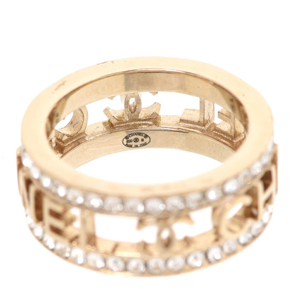 Chanel Metal Crystal Bow-tiful CC Logo Ring 7.25 55 Gold 4 of 5