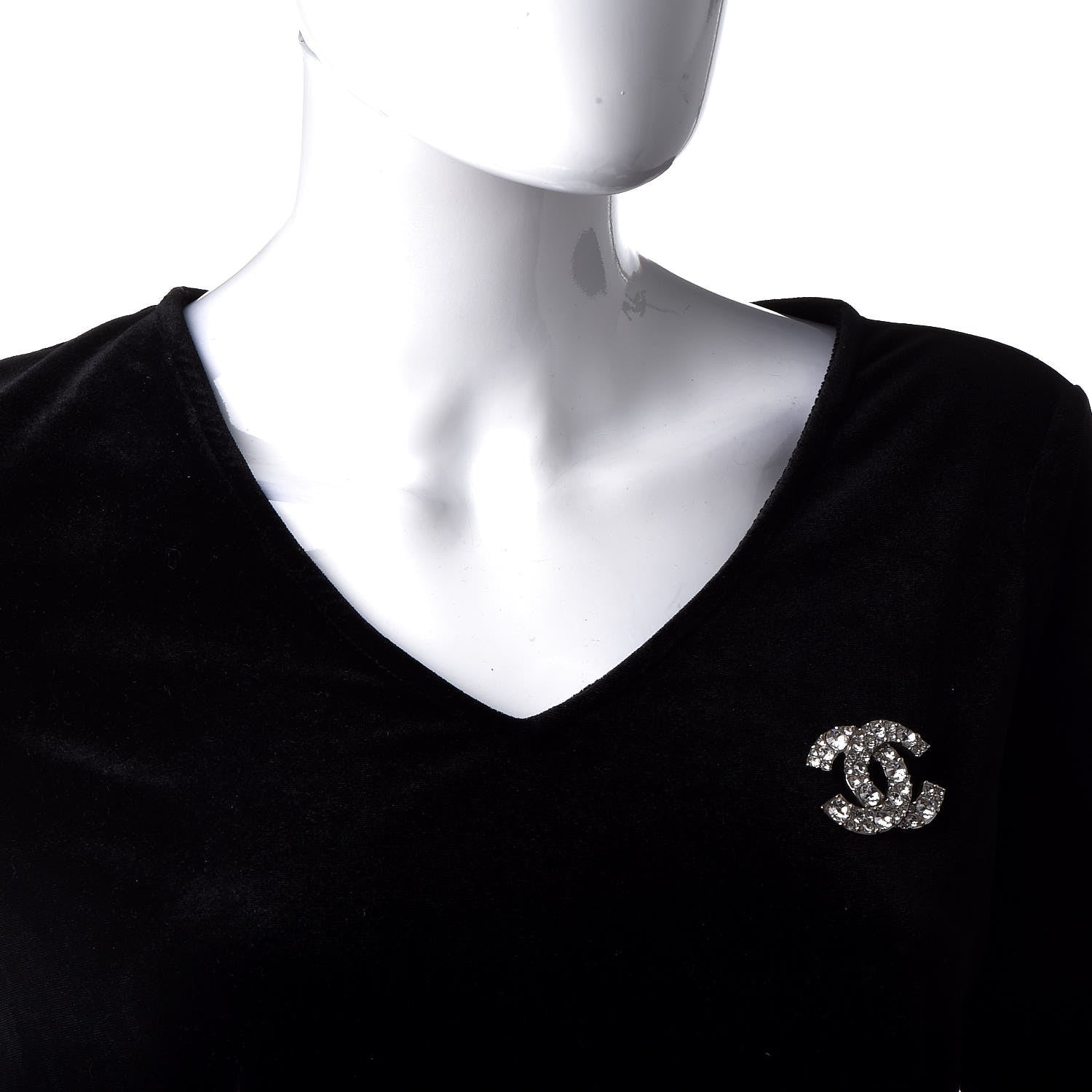 Chanel Crystal Large CC Brooch Silver 2 of 4