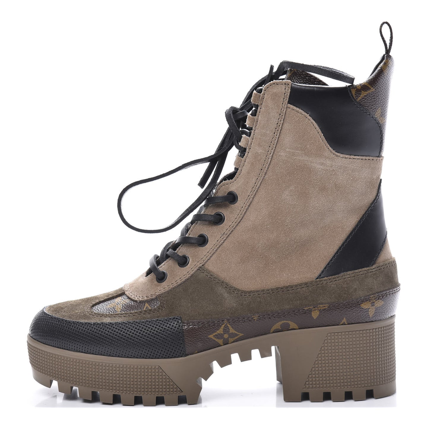 Suede Calfskin Monogram Laureate Platform Desert Boots 39 Beige