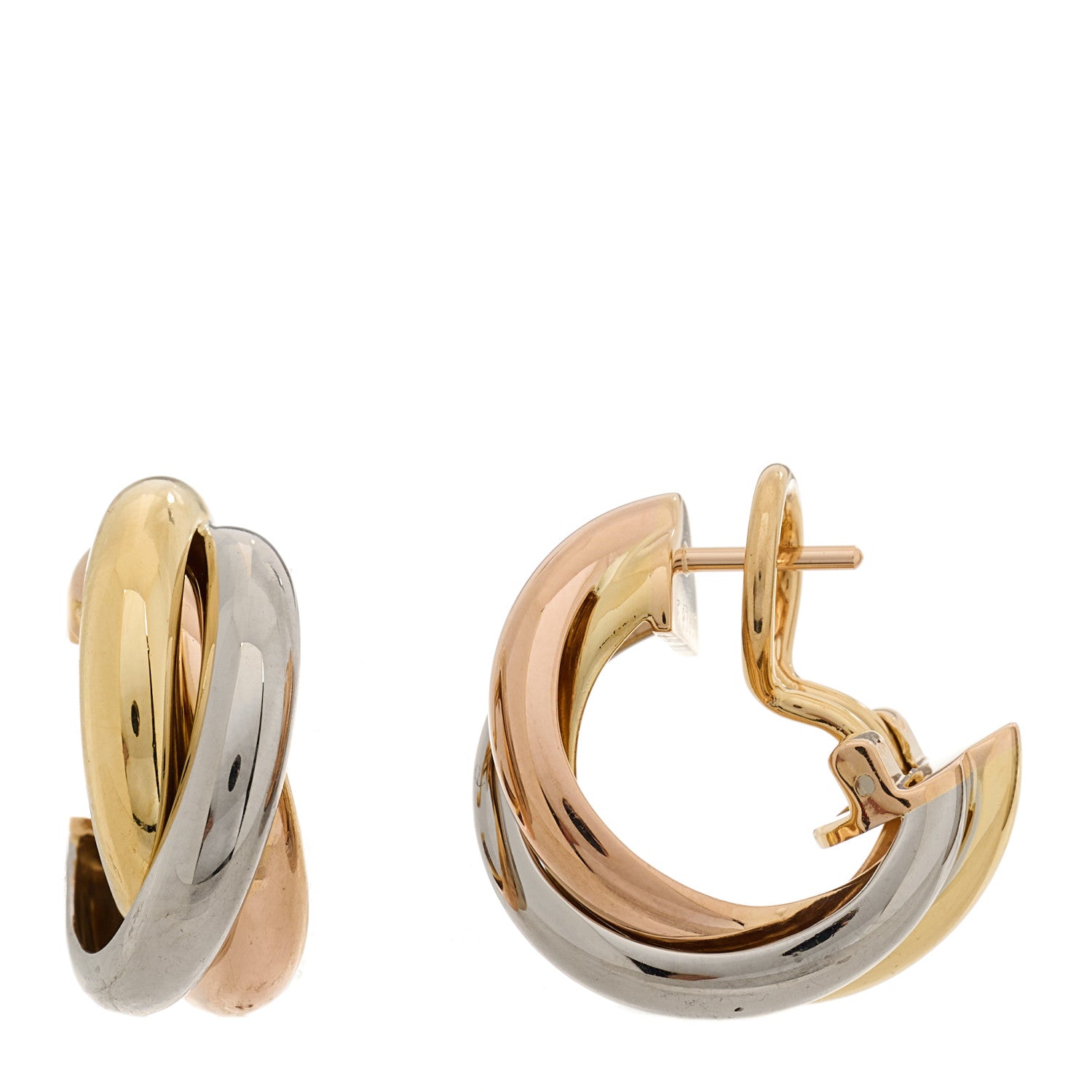 Cartier 18K Pink Yellow White Gold Small Trinity Earrings 1 of 6