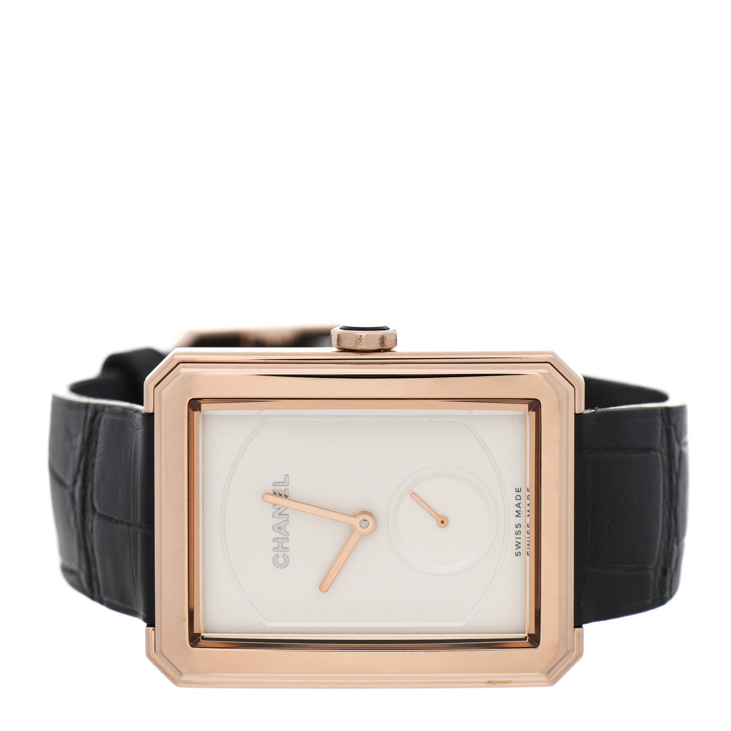 Chanel 18K Beige Gold Alligator 29mm Boy-Friend Manual Winding Watch 2 of 5