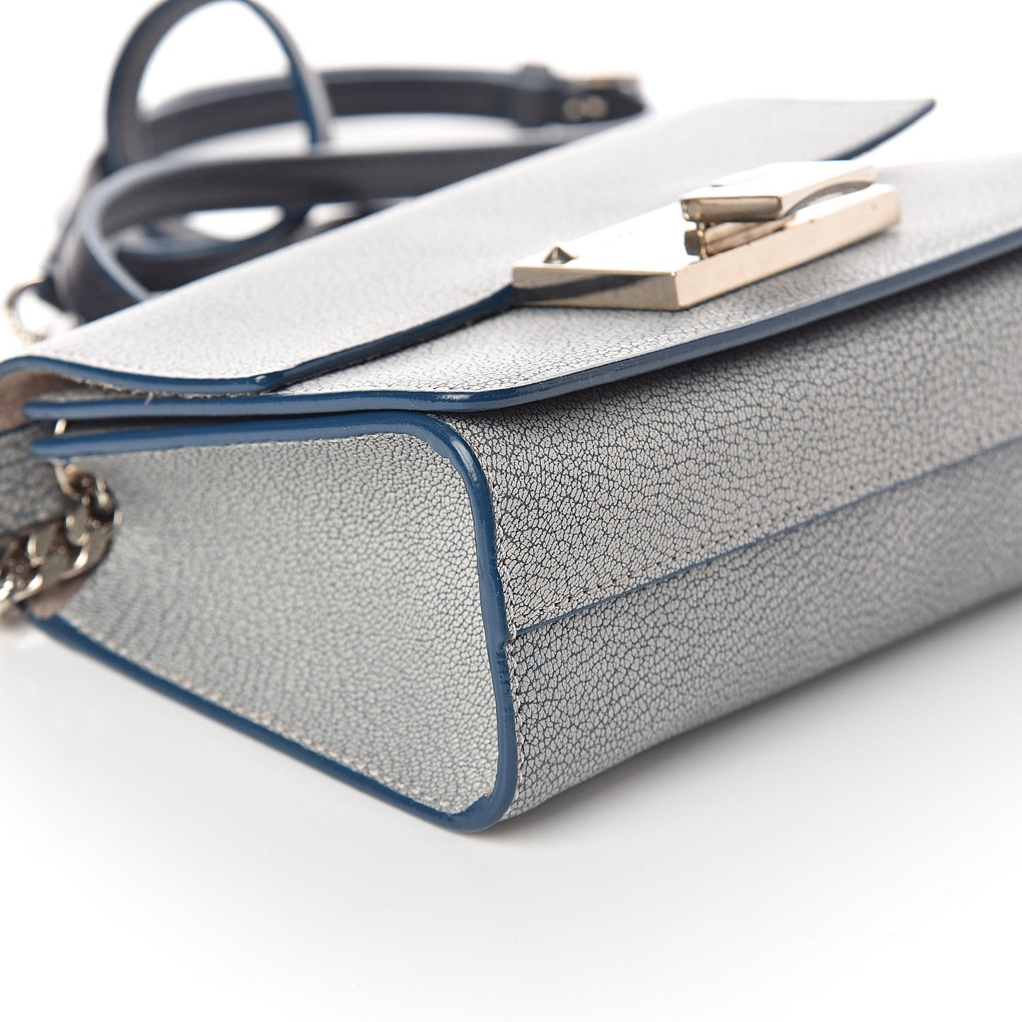 Washed Grainy Goatskin Mini Rebel Crossbody Bag Latte Denim