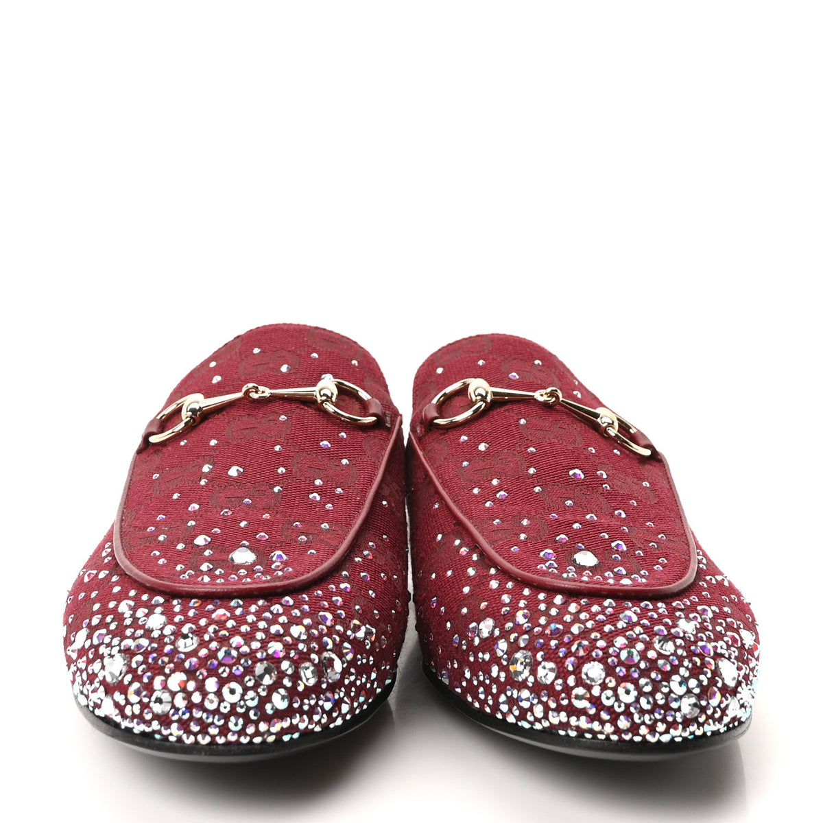 Crystal Canvas GG Monogram Nappa Womens Princetown Slippers 39 Rosso Ancora