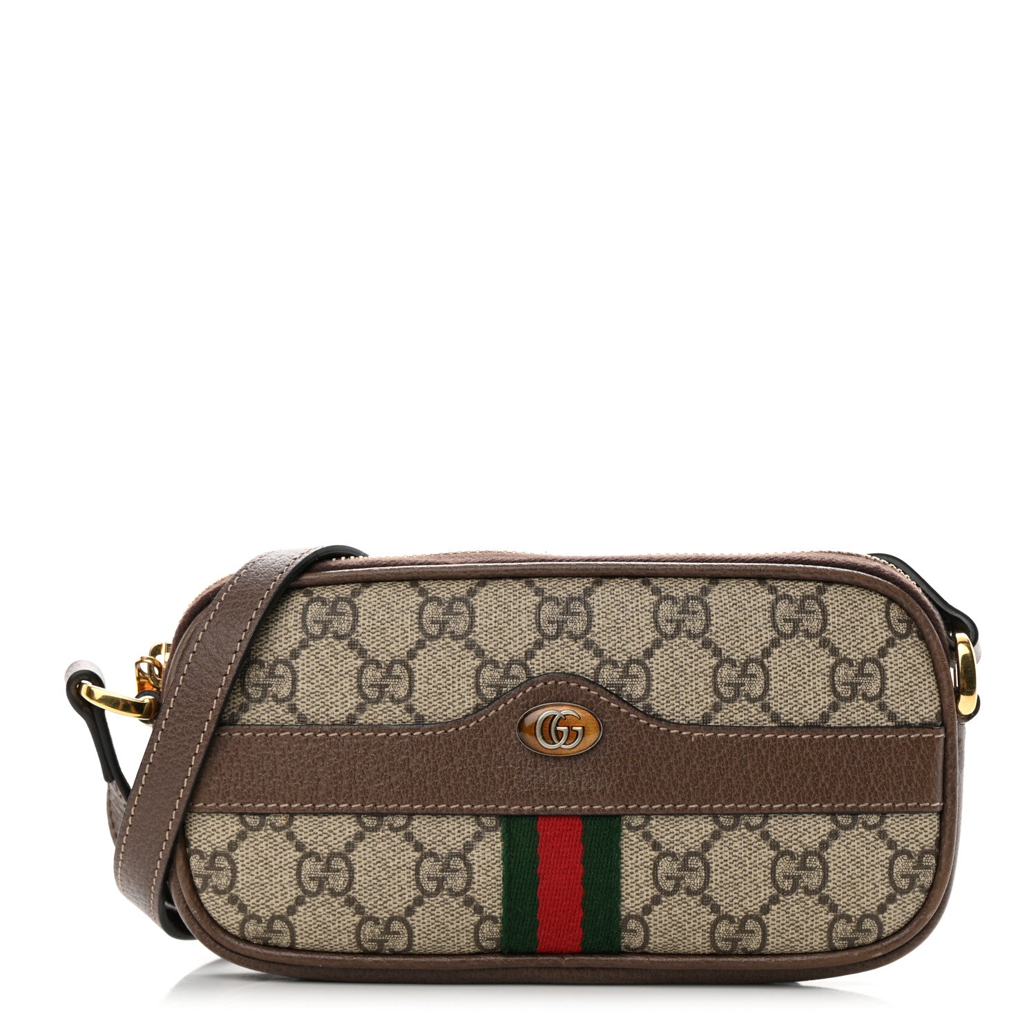 Gucci GG Supreme Monogram Web Mini Ophidia GG Bag Brown 1 of 15