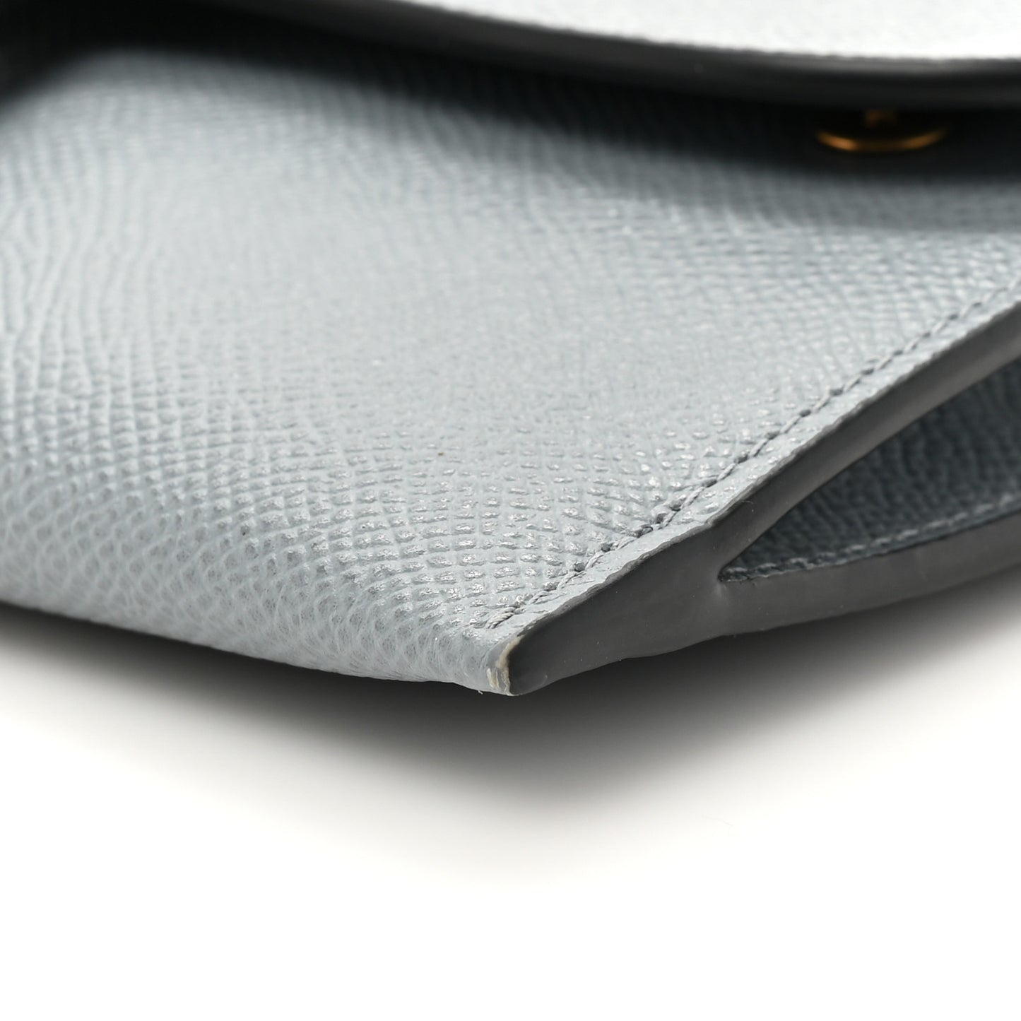 Grained Calfskin Saddle Chain Wallet Pouch Grey Stone