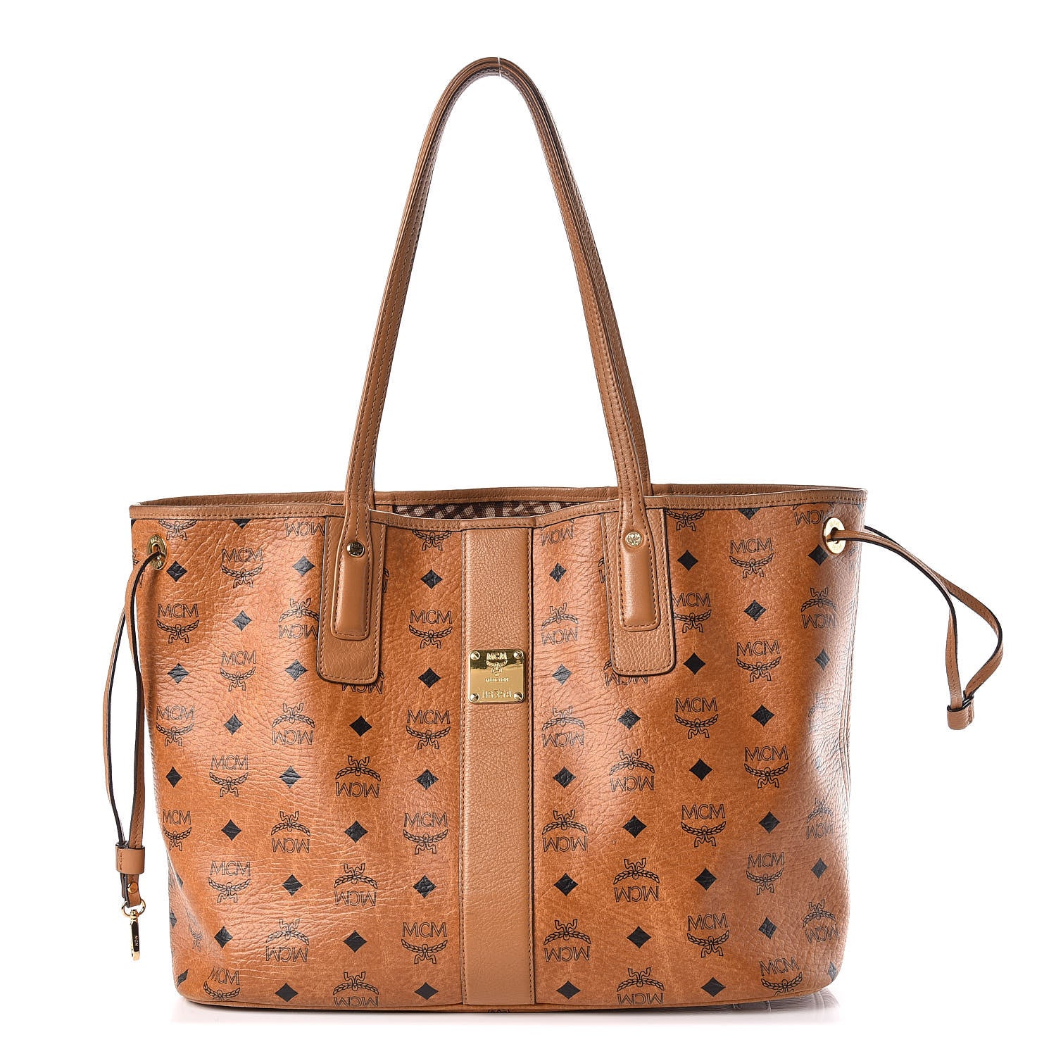 MCM Visetos Medium Liz Reversible Shopper Tote Cognac 1 of 23