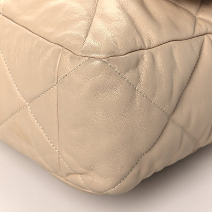 Chanel Lambskin Quilted Maxi Chanel 19 Flap Light Beige 9 of 9