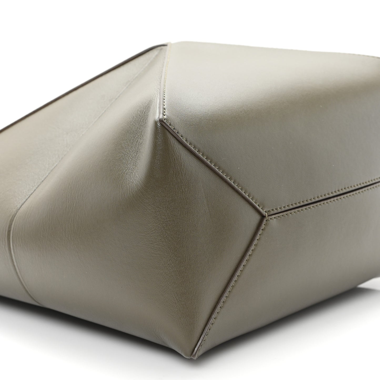 Shiny Calfskin Medium Puzzle Fold Tote Dark Khaki Green