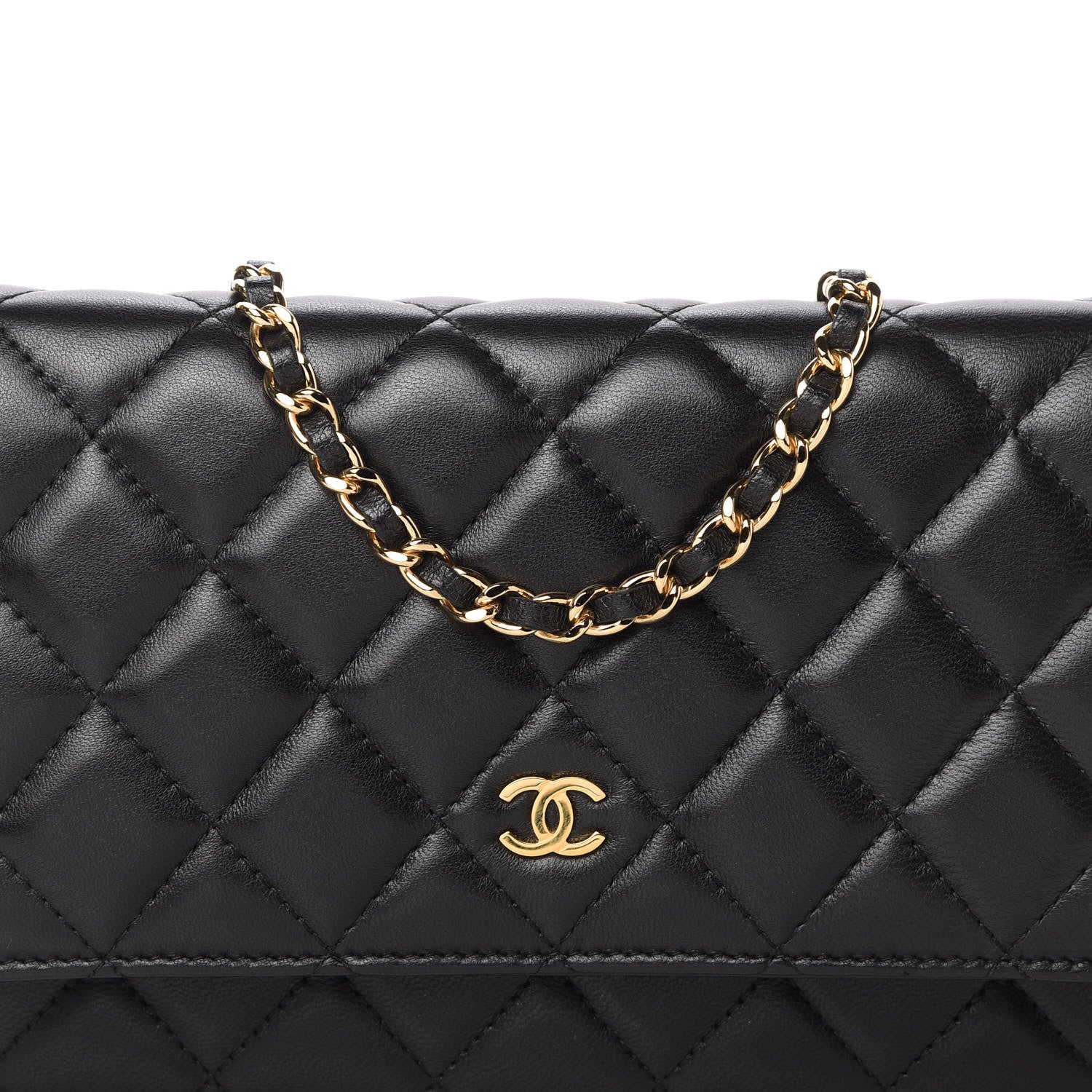 Chanel Lambskin Quilted Wallet On Chain WOC Black 11 of 12