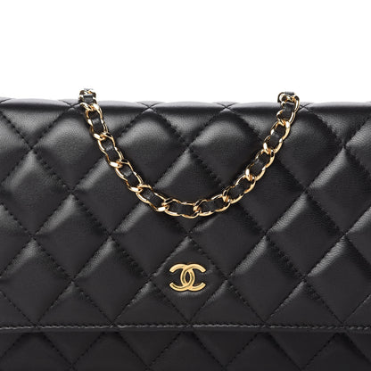 Chanel Lambskin Quilted Wallet On Chain WOC Black 11 of 12