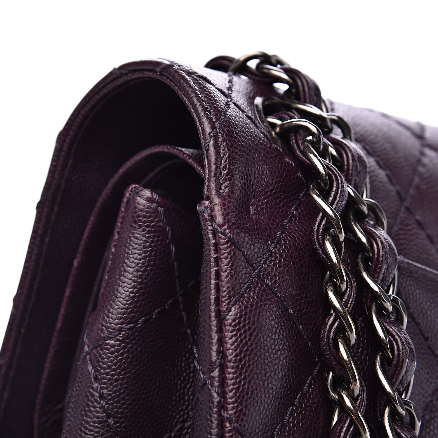 Chanel Caviar Quilted Jumbo Double Flap Dark Purple 16 of 17