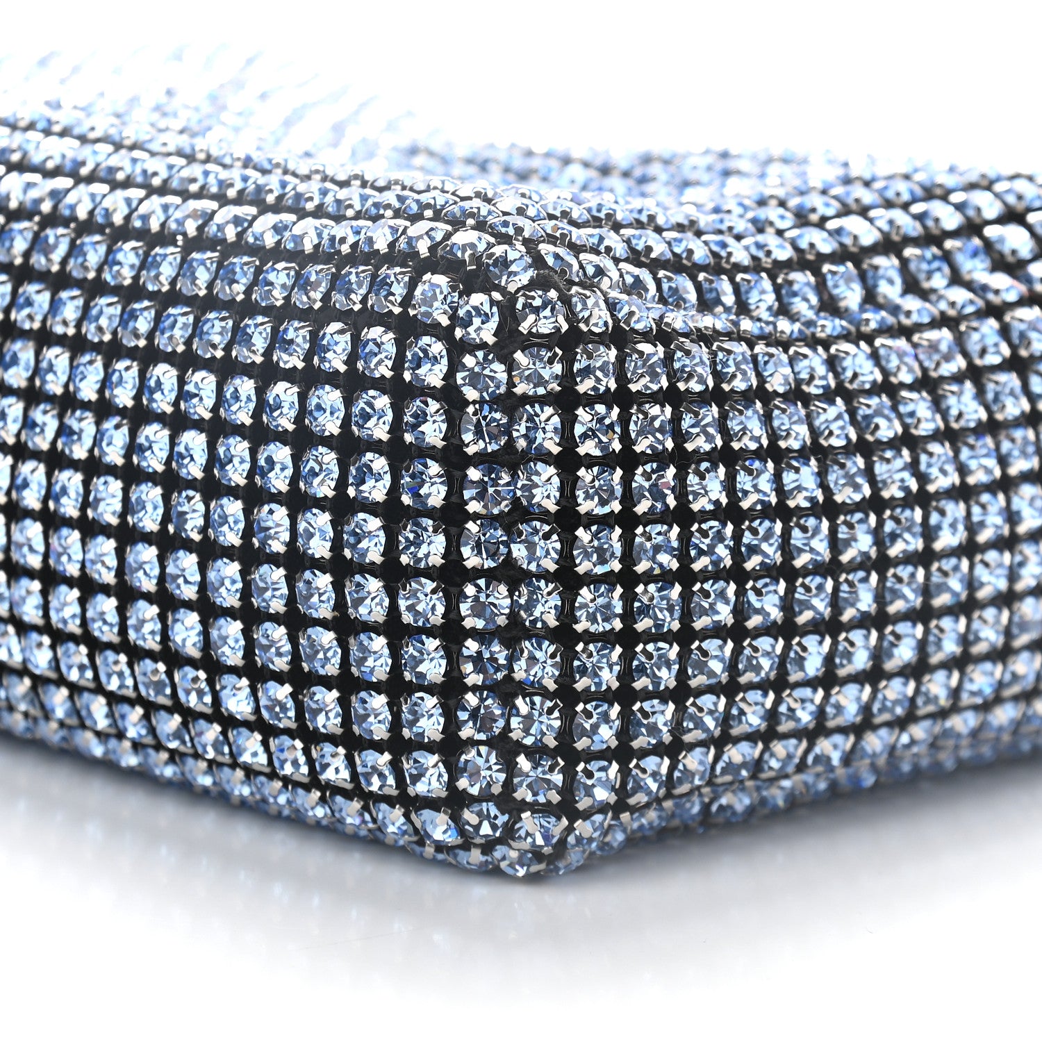 Alexander Wang Mesh Crystal Rhinestone Mini Heiress Pouch Blue Silver 9 of 9