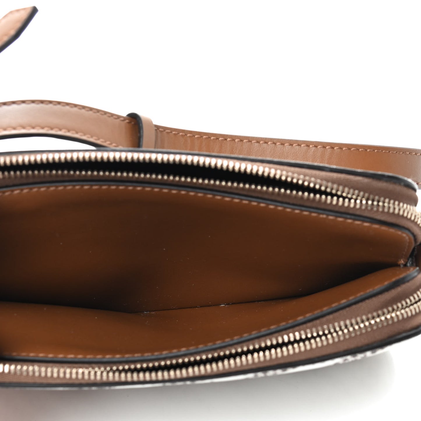 Canvas Logo Striped Crossbody Bag Beige