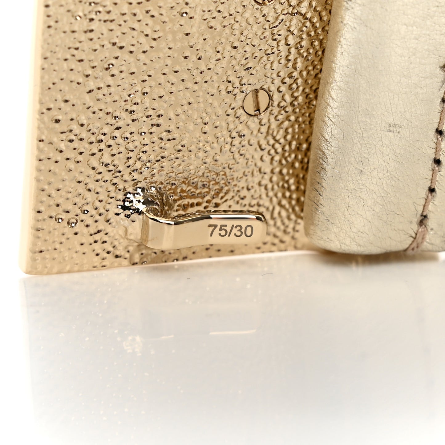 Metallic Lambskin Ruched CC Logo Belt 75/30 Gold
