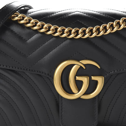 Gucci Calfskin Matelasse Small GG Marmont Shoulder Bag Black 10 of 10
