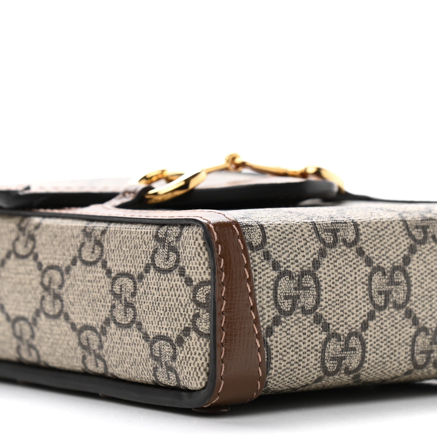 Gucci GG Supreme Monogram Mini Horsebit 1955 Crossbody Bag Beige Brown Sugar 9 of 10